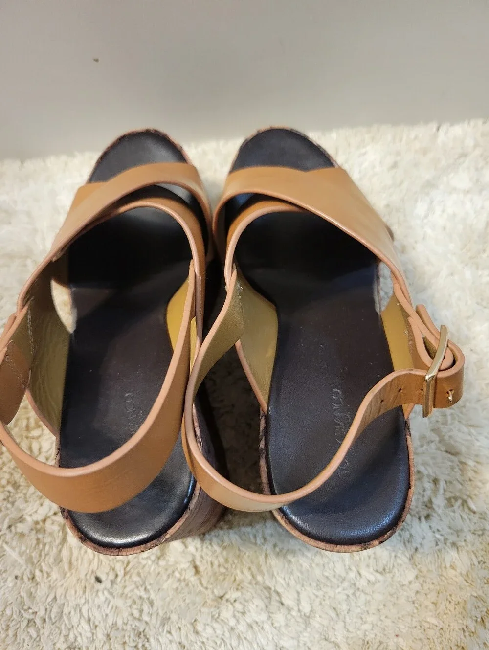 Tony Bianco Vogue Tan Como Wedged Sandals Size 10